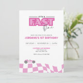 Fast One First Birthday Race Car Invitation 招待状 (スタンド正面)