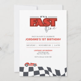 Fast One First Birthday Race Car Invitation 招待状
