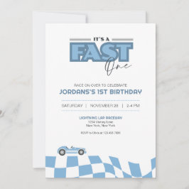 Fast One First Birthday Race Car Invitation 招待状