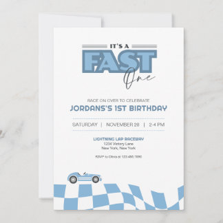Fast One First Birthday Race Car Invitation 招待状