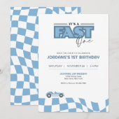 Fast One First Birthday Race Car Invitation 招待状 (正面/裏面)