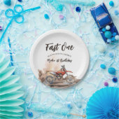 Fast One Little Racer First Birthday ペーパープレート (パーティー)