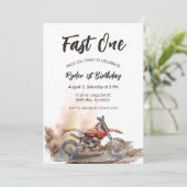 Fast One Little Racer First Birthday Invitation 招待状 (スタンド正面)