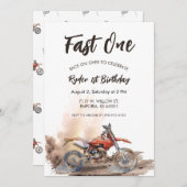 Fast One Little Racer First Birthday Invitation 招待状 (正面/裏面)