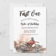 Fast One Little Racer First Birthday Invitation