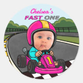 Fast One Pink Birthday ラウンドシール (正面)