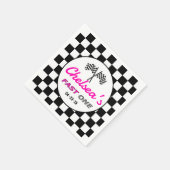 Fast ONE Pink Black White Race Car Flags Birthday  スタンダードカクテルナプキン (角)