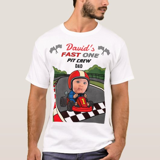 Fast ONE Pit Crew Dad | Custom Birthday T-Shirt Tシャツ (正面)