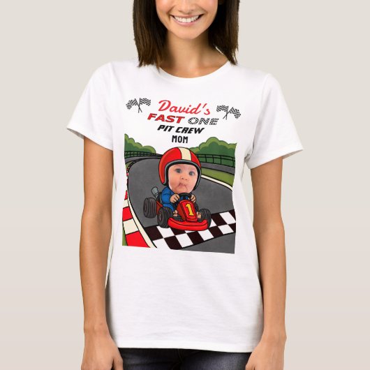 Fast ONE Pit Crew Mom | Custom Birthday  Tシャツ (正面)