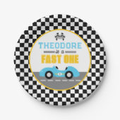 Fast One Race Car 1st Birthday Party ペーパープレート (正面)