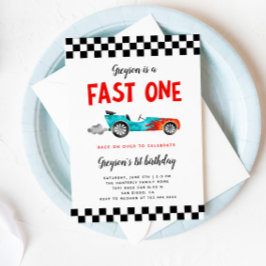 FAST ONE Race Car Boy 1st Birthdayパーティー 招待状