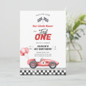 Fast One Race Car Boy 1st Birthday Invitation 招待状 (スタンド正面)