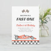 Fast One Race Car Boy 1st Birthday Invitation 招待状 (スタンド正面)
