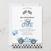 Fast One Race Car Boy 1st Birthday Invitation 招待状 (正面)