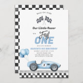 Fast One Race Car Boy 1st Birthday Invitation 招待状 (正面/裏面)