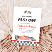 Fast One Race Car Boy 1st Birthday Invitation 招待状