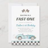 Fast One Race Car Boy 1st Birthday Invitation 招待状 (正面)
