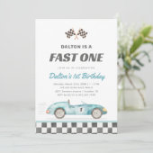 Fast One Race Car Boy 1st Birthday Invitation 招待状 (スタンド正面)