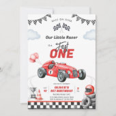 Fast One Race Car Boy 1st Birthday Invitation 招待状 (正面)