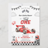 Fast One Race Car Boy 1st Birthday Invitation 招待状 (正面)