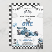 Fast One Race Car Boy 1st Birthday Invitation 招待状 (正面/裏面)