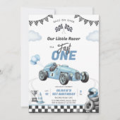 Fast One Race Car Boy 1st Birthday Invitation 招待状 (正面)
