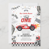 Fast One Race Car Boy 1st Birthday Invitation 招待状 (正面)