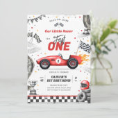 Fast One Race Car Boy 1st Birthday Invitation 招待状 (スタンド正面)