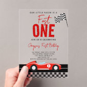 Fast One Race Car Boy 1st Birthday Party アクリル招待状 (インサイチュ (ポータブル))