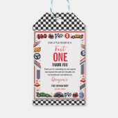 Fast One Race Car Boy 1st Birthday Party ギフトタグ (正面)