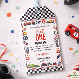 Fast One Race Car Boy 1st Birthday Party ギフトタグ