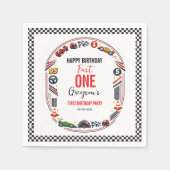 Fast One Race Car Boy 1st Birthday Party スタンダードカクテルナプキン (正面)