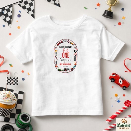 Fast One Race Car Boy 1st Birthday Party トドラーTシャツ