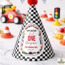 Fast One Race Car Boy 1st Birthday Party パーティーハット