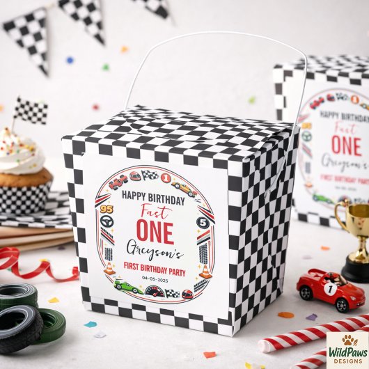 Fast One Race Car Boy 1st Birthday Party フェイバーボックス