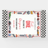 Fast One Race Car Boy 1st Birthday Party 横断幕 (横)