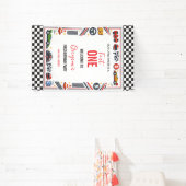 Fast One Race Car Boy 1st Birthday Party 横断幕 (インサイチュ)