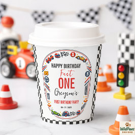Fast One Race Car Boy 1st Birthday Party 紙コップ