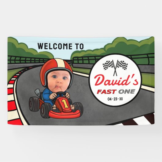 Fast ONE | Race Car Driver Welcome Birthday 横断幕 (横)