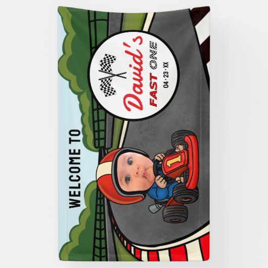 Fast ONE | Race Car Driver Welcome Birthday 横断幕 (縦)