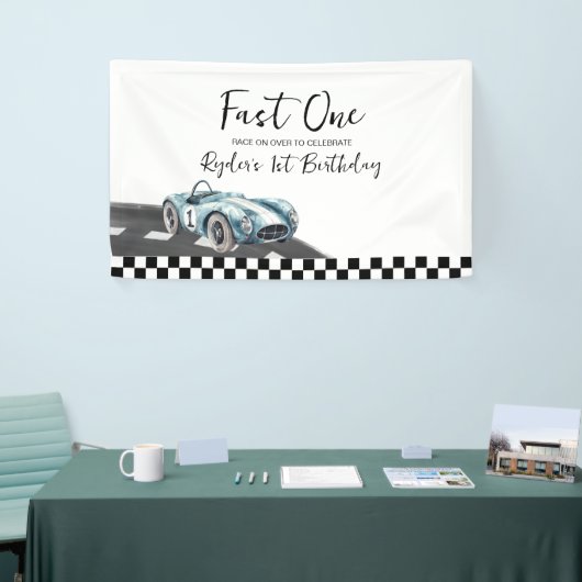Fast One Race Car First Birthday 横断幕 (トレードショー)