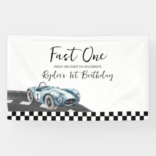 Fast One Race Car First Birthday 横断幕 (横)