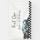 Fast One Race Car First Birthday 横断幕 (縦)