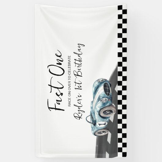 Fast One Race Car First Birthday 横断幕 (縦)