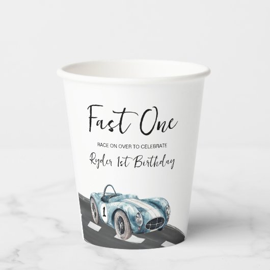 Fast One Race Car First Birthday 紙コップ (正面)