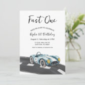 Fast One Race Car First Birthday Invitation 招待状 (スタンド正面)