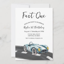 Fast One Race Car First Birthday Invitation