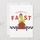 Fast One Race Car Racing Car Dinosaur 1st Birthday 招待状 (裏面)