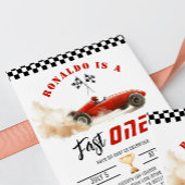 Fast One Redレースカーボーイ1st Birthday写真 招待状