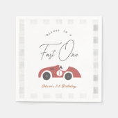 Fast One Red Race Car Boy 1st Birthday スタンダードカクテルナプキン (正面)